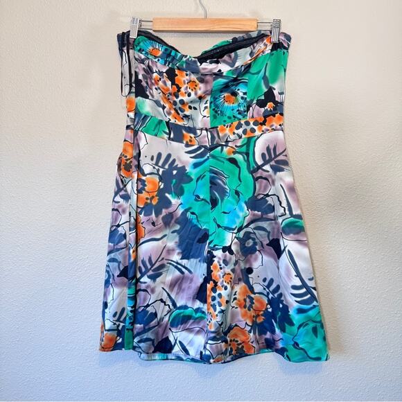 Vintage Y2K The Limited Grey Green Floral Strapless Dress Womens 8 Mini - Picture 4 of 11